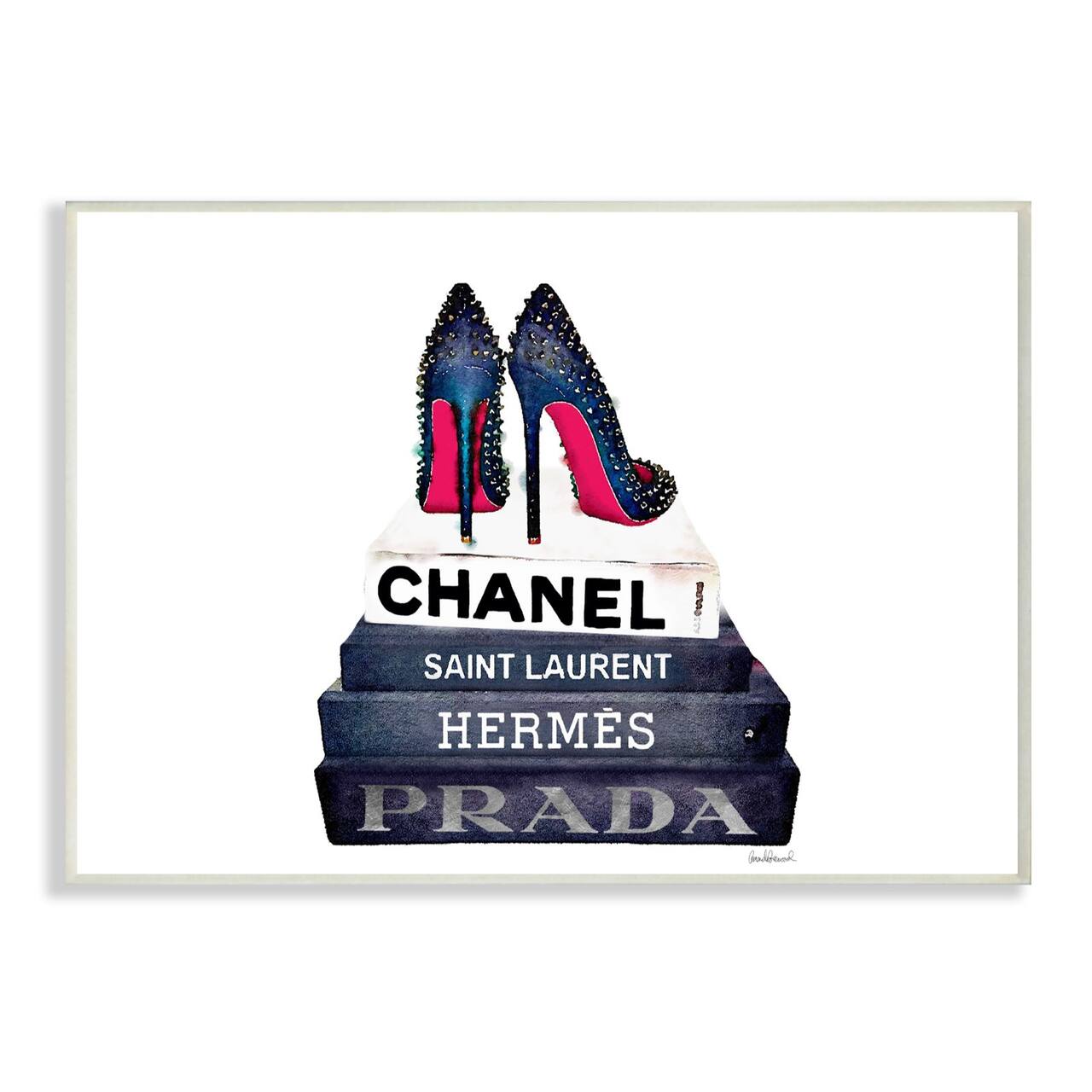 Stupell Industries Fashion Book Stack & Black Pumps Wall Plaque